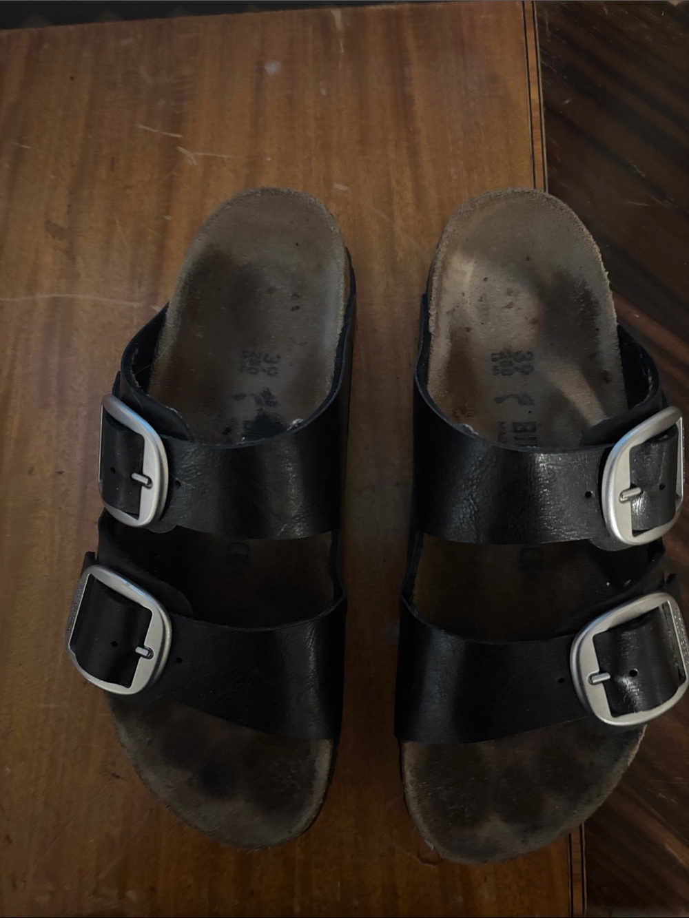 Birkenstock Black Large Double-Buckle Slide Sandals